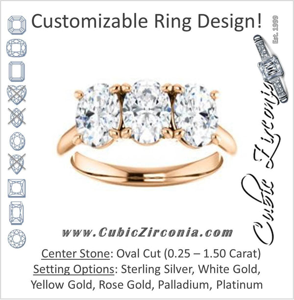 Cubic Zirconia Engagement Ring- The Londyn (Customizable Triple Oval Cut 3-stone Style)