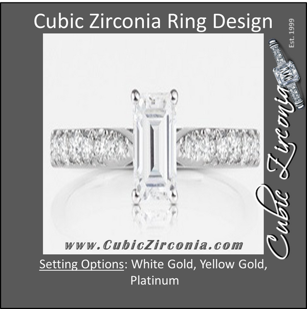 Cubic Zirconia Engagement Ring- The Diana (Emerald Cut with Round Band Accents)