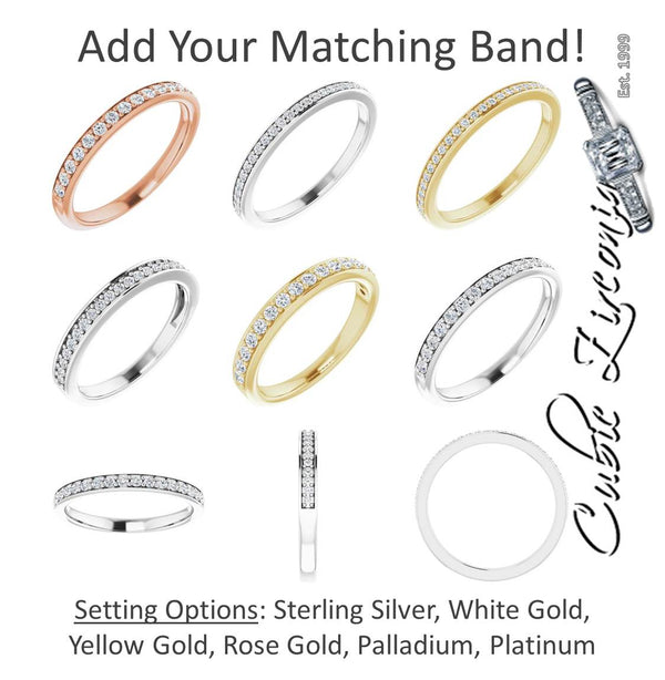 Cubic Zirconia Matching Band, Matching Band (With Stones)