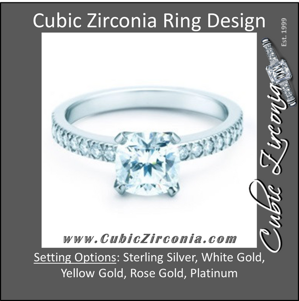 Cubic Zirconia Engagement Ring- The Tien (2 CT Cushion Cut)