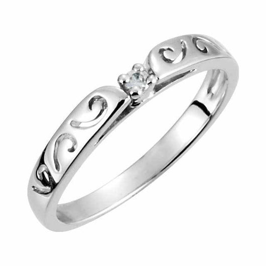 Cubic Zirconia Anniversary Ring Band, Style 121-71 (0.03 TCW Sculpture-inscribed)