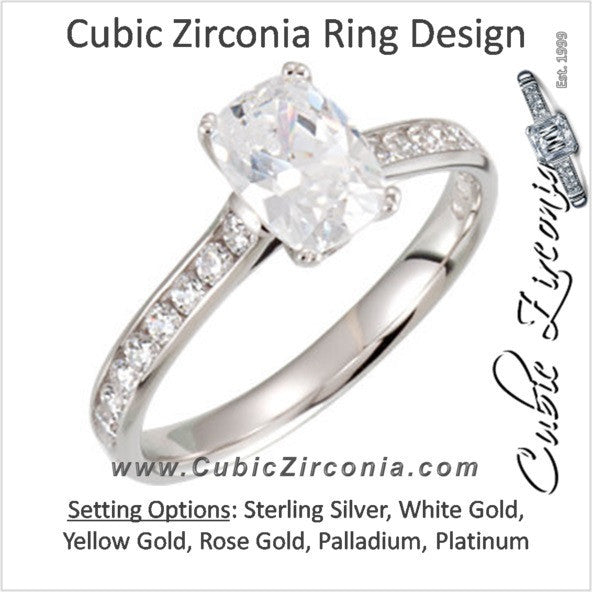 Cubic Zirconia Engagement Ring- The Akiko (2.11 TCW featuring Cathedral-style Oval Cut Center with Bezel Peekaboos))