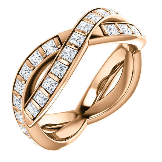 Cubic Zirconia Anniversary Ring Band, Style 05-39 (Inifinity Inspired Round or Square Eternity Band)