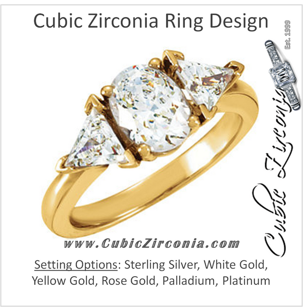 Cubic Zirconia Engagement Ring- The Calista (Oval Cut Center with Dual Triangle Accents)