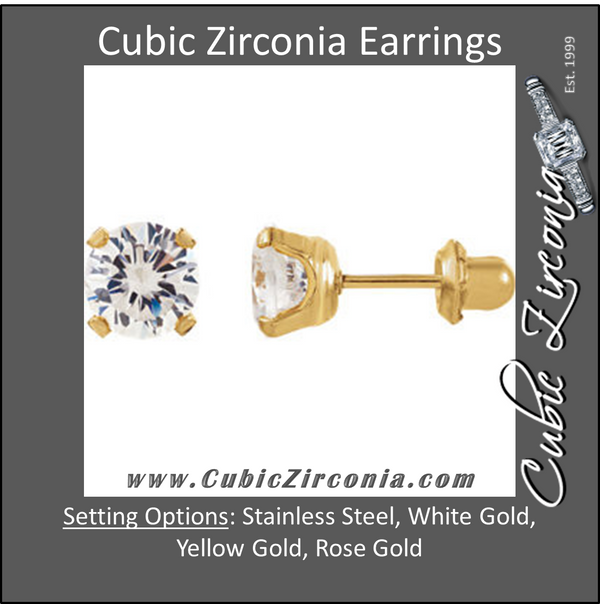 Cubic Zirconia Earrings- Customizable Round Cut Piercing Earring Set