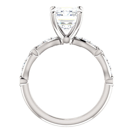 *Clearance* Cubic Zirconia Engagement Ring- The Lindsay (2.5 carat Radiant Cut Ladies' Belt-Inspired Setting with Bezel-Set Pave Band in 10K White Gold)