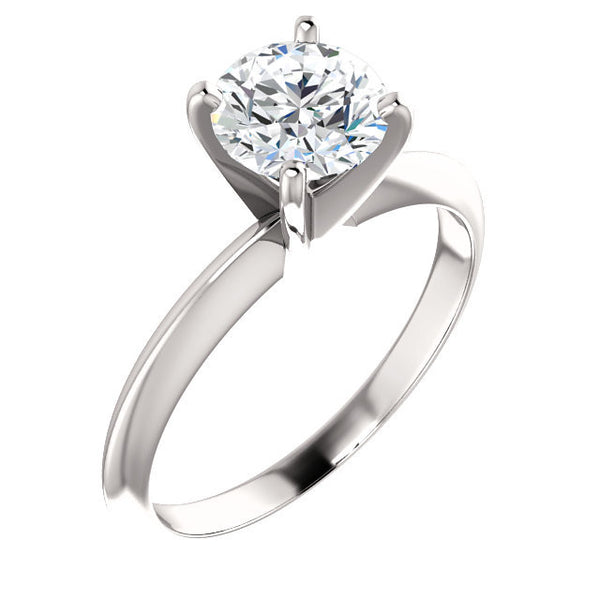 Cubic Zirconia Engagement Ring- The Sonya (4-prong Round Cut Solitaire with Light Band)