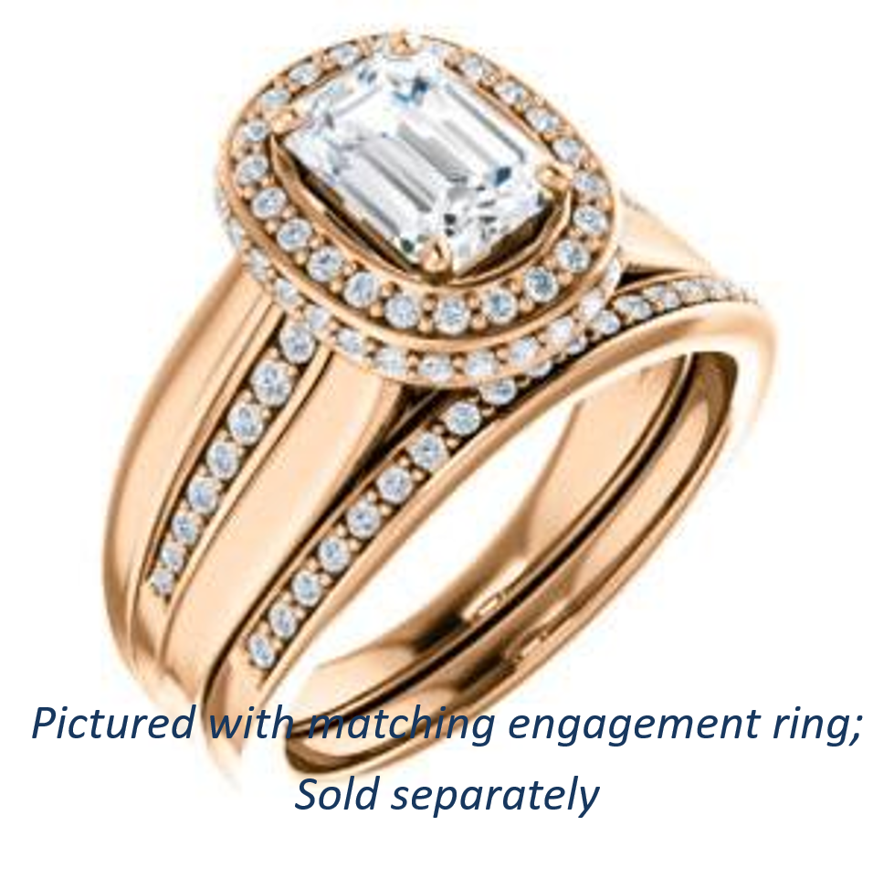 Radiant Cut CZ Ring with Halo & Underhalo Plus Wide Accented Band ...
