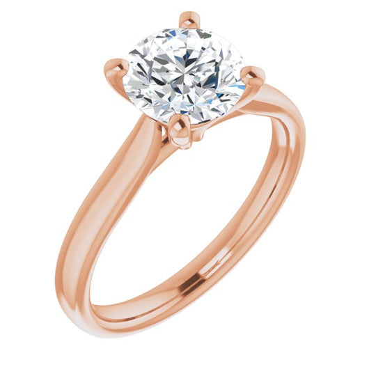 10K Rose Gold Customizable Cathedral-Prong Round Cut Solitaire