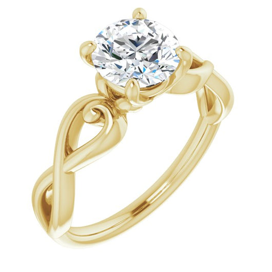 10K Yellow Gold Customizable Round Cut Solitaire Design with Tapered Infinity-symbol Split-band