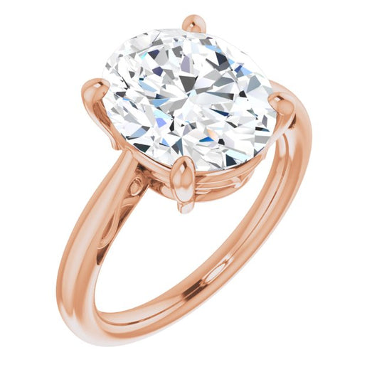 10K Rose Gold Customizable Oval Cut Solitaire with 'Incomplete' Decorations