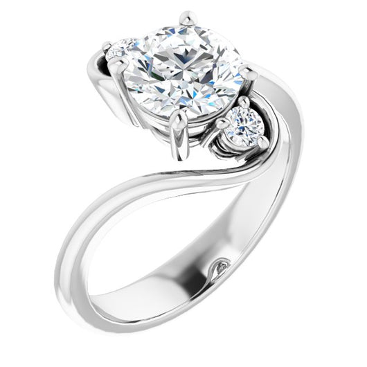 10K White Gold Customizable 3-stone Round Cut Setting featuring Artisan Bypass