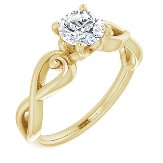 10K Yellow Gold Customizable Round Cut Solitaire Design with Tapered Infinity-symbol Split-band