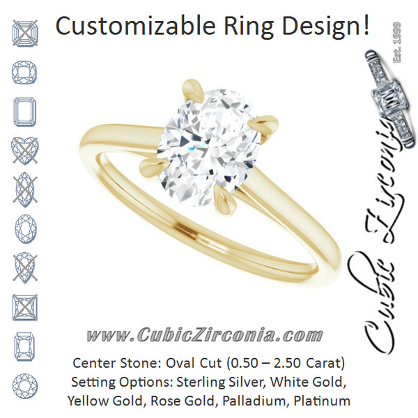 Cubic Zirconia Engagement Ring- The Nala (Customizable Classic Cathedral Oval Cut Solitaire)