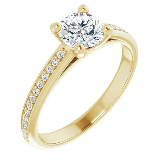 10K Yellow Gold Customizable Cathedral-set Round Cut Style with Shared Prong Band