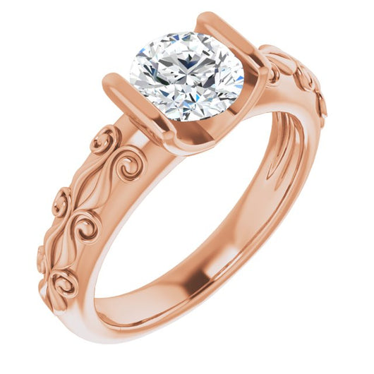 10K Rose Gold Customizable Bar-set Round Cut Setting featuring Organic Band