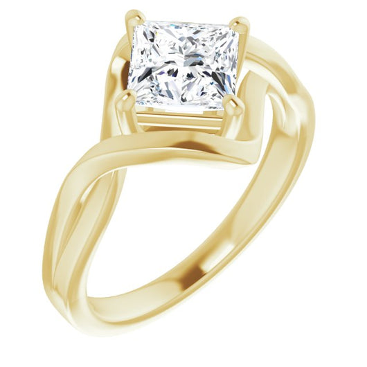 10K Yellow Gold Customizable Princess/Square Cut Hurricane-inspired Bypass Solitaire