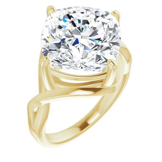 10K Yellow Gold Customizable Cushion Cut Hurricane-inspired Bypass Solitaire