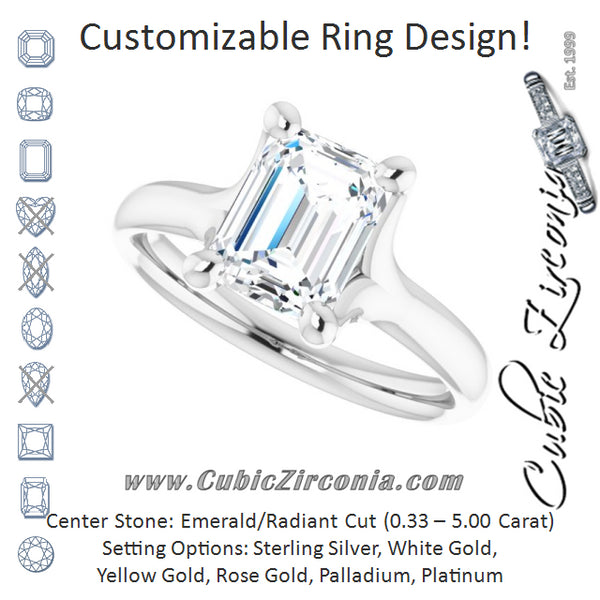 Cubic Zirconia Engagement Ring- The Carrie Anne (Customizable Emerald Cut Fabulous Solitaire)