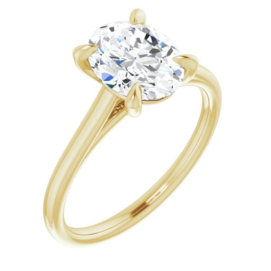 10K Yellow Gold Customizable Classic Cathedral Oval Cut Solitaire