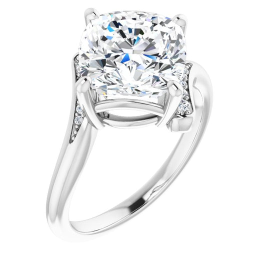 10K White Gold Customizable 11-stone Cushion Cut Design with Bypass Channel Accents