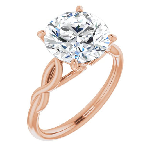 10K Rose Gold Customizable Round Cut Solitaire with Braided Infinity-inspired Band and Fancy Basket)