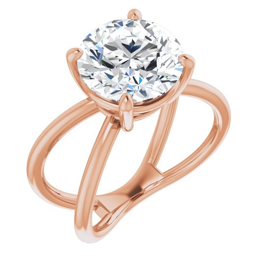 10K Rose Gold Customizable Round Cut Solitaire with Semi-Atomic Symbol Band