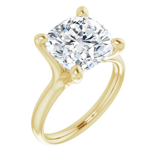 10K Yellow Gold Customizable Cushion Cut Fabulous Solitaire