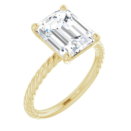 10K Yellow Gold Customizable [[Cut] Cut Solitaire featuring Braided Rope Band