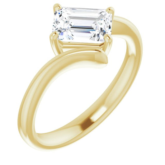 10K Yellow Gold Customizable Emerald/Radiant Cut Solitaire with Thin, Bypass-style Band