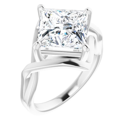 10K White Gold Customizable Princess/Square Cut Hurricane-inspired Bypass Solitaire