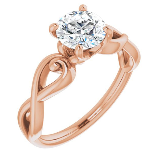 10K Rose Gold Customizable Round Cut Solitaire Design with Tapered Infinity-symbol Split-band