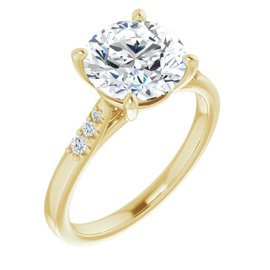 10K Yellow Gold Customizable 7-stone Round Cut Cathedral Style with Triple Graduated Round Cut Side Stones