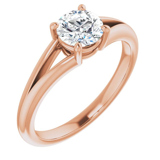 10K Rose Gold Customizable Round Cut Solitaire with Tapered Split Band