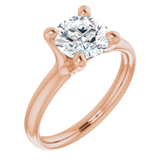 10K Rose Gold Customizable Round Cut Fabulous Solitaire