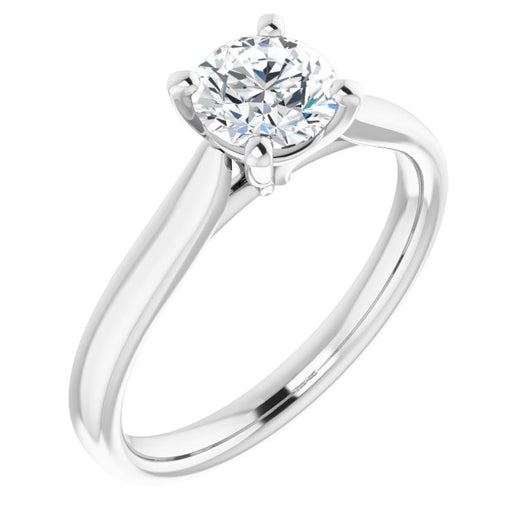 10K White Gold Customizable Cathedral-Prong Round Cut Solitaire