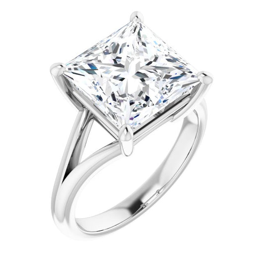 10K White Gold Customizable Princess/Square Cut Solitaire with Tapered Split Band