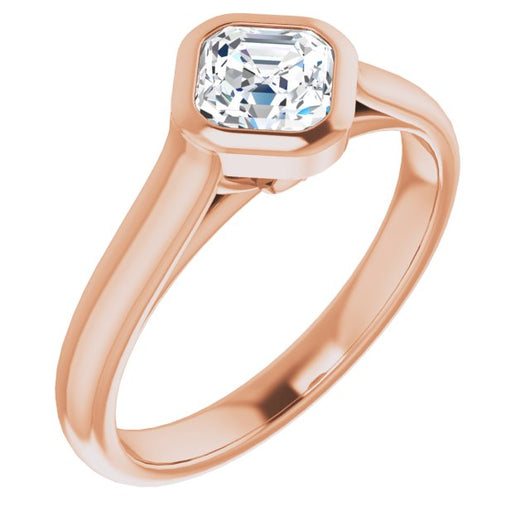 10K Rose Gold Customizable Cathedral-Bezel Asscher Cut 7-stone "Semi-Solitaire" Design