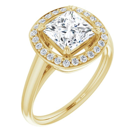 10K Yellow Gold Customizable Princess/Square Cut Design with Loose Halo