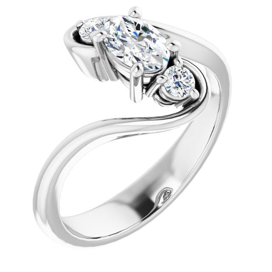 10K White Gold Customizable 3-stone Oval Cut Setting featuring Artisan Bypass