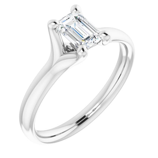 10K White Gold Customizable Emerald/Radiant Cut Fabulous Solitaire