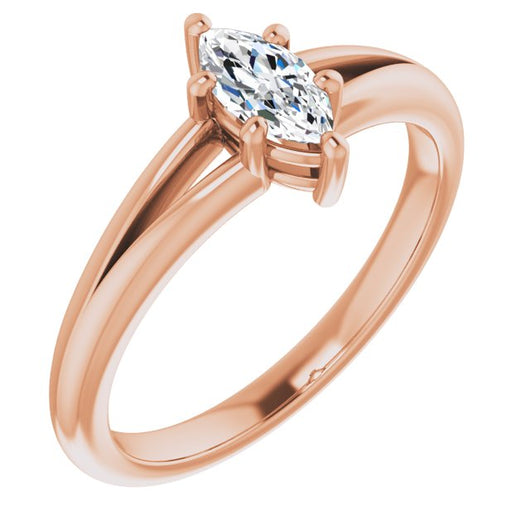 10K Rose Gold Customizable Marquise Cut Solitaire with Tapered Split Band