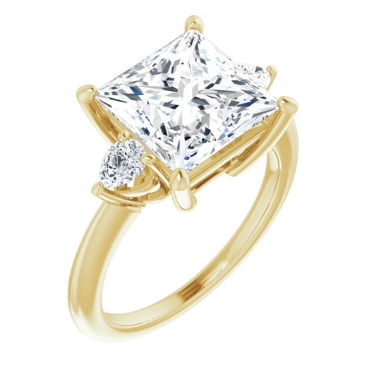 10K Yellow Gold Customizable 3-stone Princess/Square Style with Pear Accents