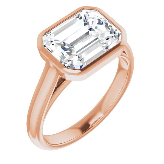 10K Rose Gold Customizable Cathedral-Bezel Emerald/Radiant Cut 7-stone "Semi-Solitaire" Design