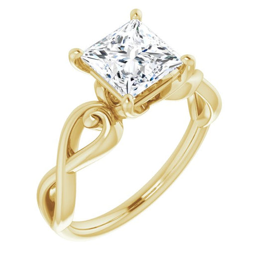 10K Yellow Gold Customizable Princess/Square Cut Solitaire Design with Tapered Infinity-symbol Split-band