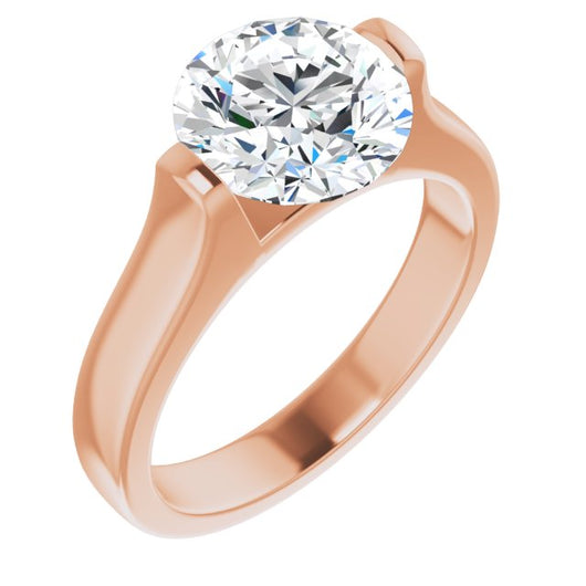 14K Rose Gold Customizable Bar-set Round Cut Solitaire