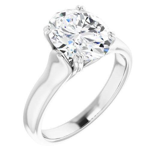 10K White Gold Customizable Oval Cut Solitaire with Under-trellis Design