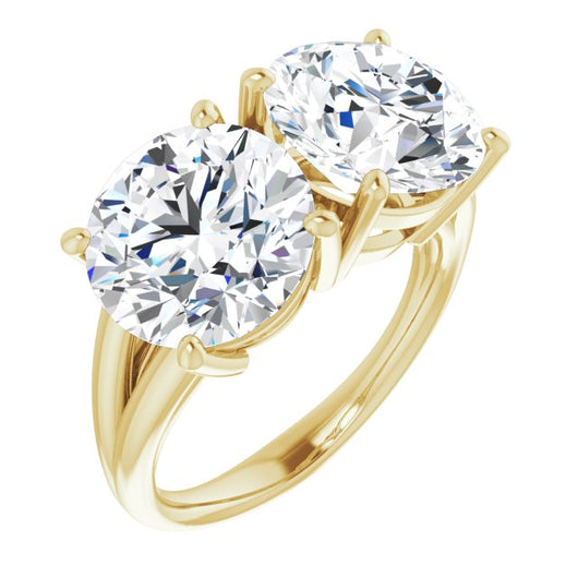 10K Yellow Gold Customizable Two-Stone Round Cut with Split Band