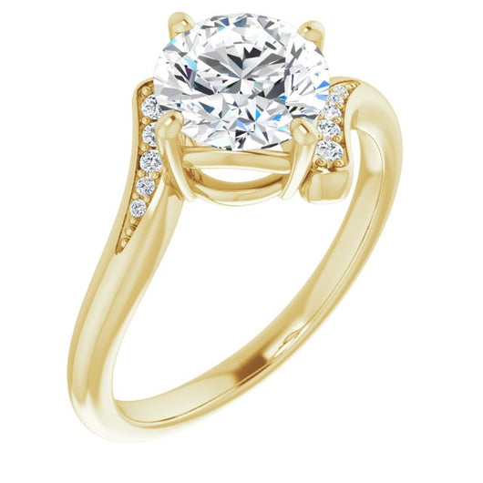 10K Yellow Gold Customizable 11-stone Round Cut Design with Bypass Channel Accents