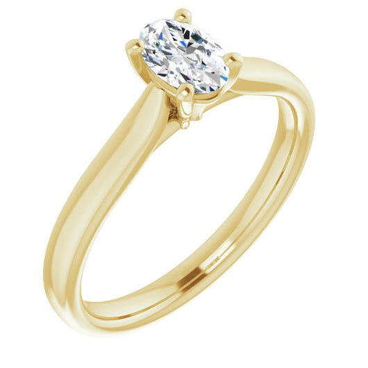 10K Yellow Gold Customizable Cathedral-Prong Oval Cut Solitaire